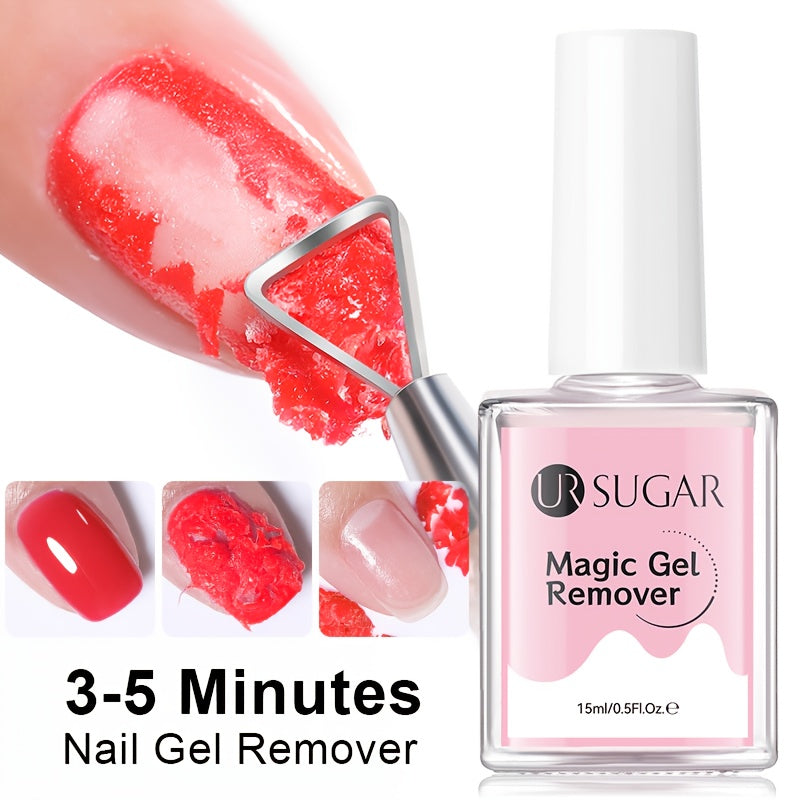 UR SUGAR Magic Gel Nail Polish Remover - 15ml Fast-Acting Soak-Off Formula, Gentle & Non-Damaging, Cracked Effect for Quick & Easy Nail Cleaner, Safe for Natural Nails, Formaldehyde-Free, Nail Care, Easy Application, Soakoff