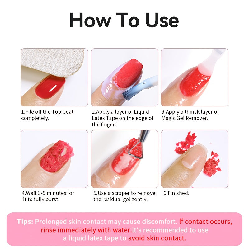 UR SUGAR Magic Gel Nail Polish Remover - 15ml Fast-Acting Soak-Off Formula, Gentle & Non-Damaging, Cracked Effect for Quick & Easy Nail Cleaner, Safe for Natural Nails, Formaldehyde-Free, Nail Care, Easy Application, Soakoff
