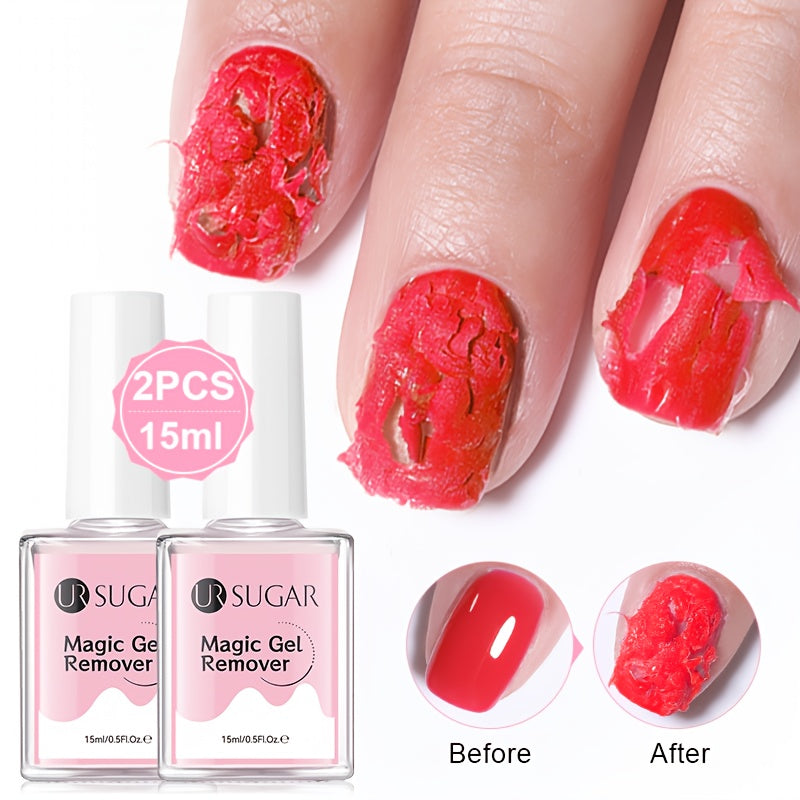 UR SUGAR Magic Gel Nail Polish Remover - 15ml Fast-Acting Soak-Off Formula, Gentle & Non-Damaging, Cracked Effect for Quick & Easy Nail Cleaner, Safe for Natural Nails, Formaldehyde-Free, Nail Care, Easy Application, Soakoff