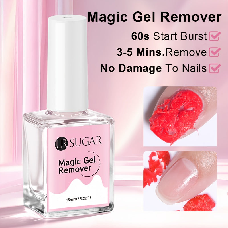 UR SUGAR Magic Gel Nail Polish Remover - 15ml Fast-Acting Soak-Off Formula, Gentle & Non-Damaging, Cracked Effect for Quick & Easy Nail Cleaner, Safe for Natural Nails, Formaldehyde-Free, Nail Care, Easy Application, Soakoff