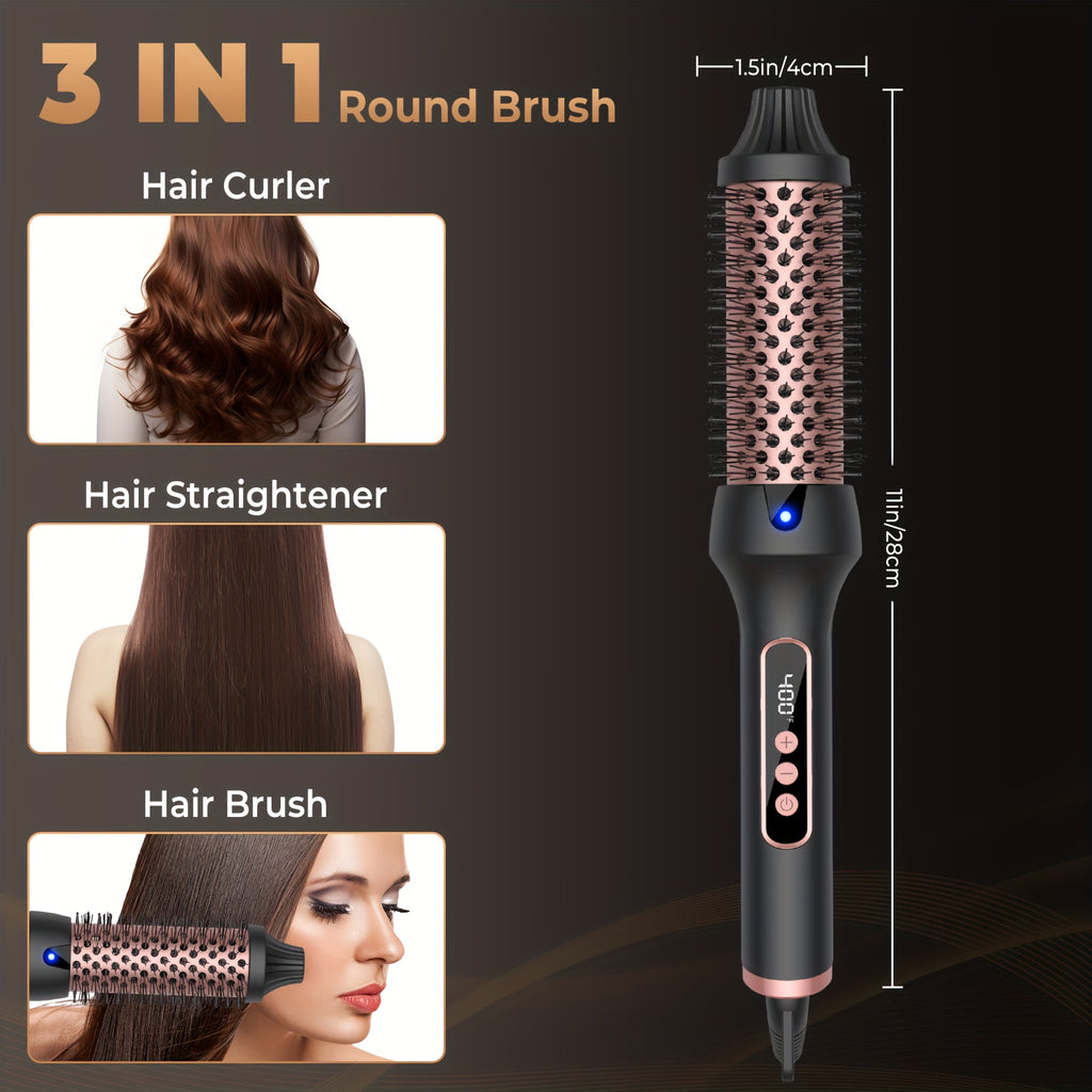 Ceramic Heated Curling Brush – Fast Styling for Dry Hair 3 in 1