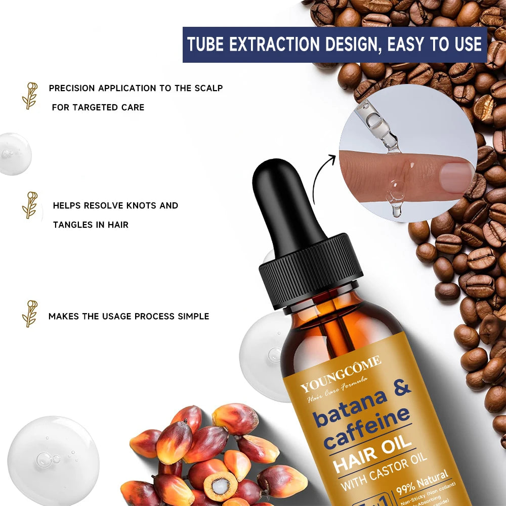 Batana & caffeine HAIR OIL Reduct Hair Loss Prevent Split Hair Care Product  Nourish Moisturize Improve Hair Quality