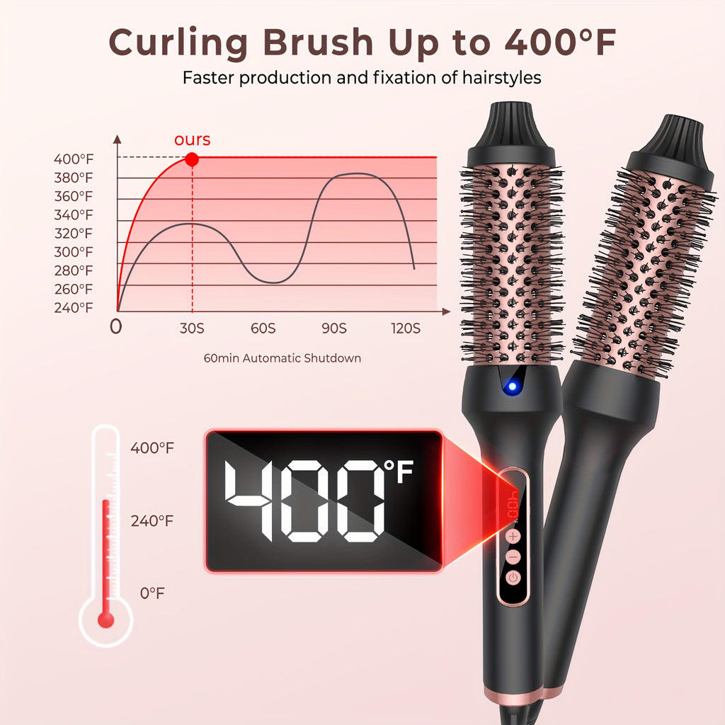 Ceramic Heated Curling Brush – Fast Styling for Dry Hair 3 in 1