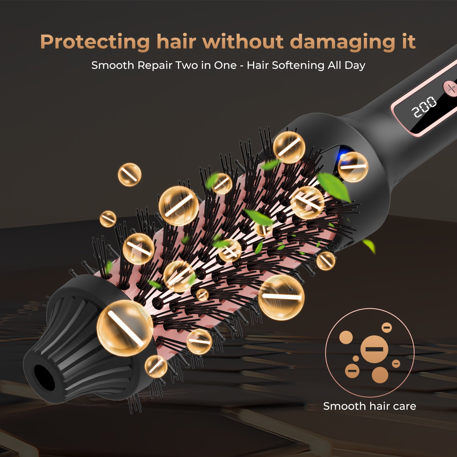 Ceramic Heated Curling Brush – Fast Styling for Dry Hair 3 in 1